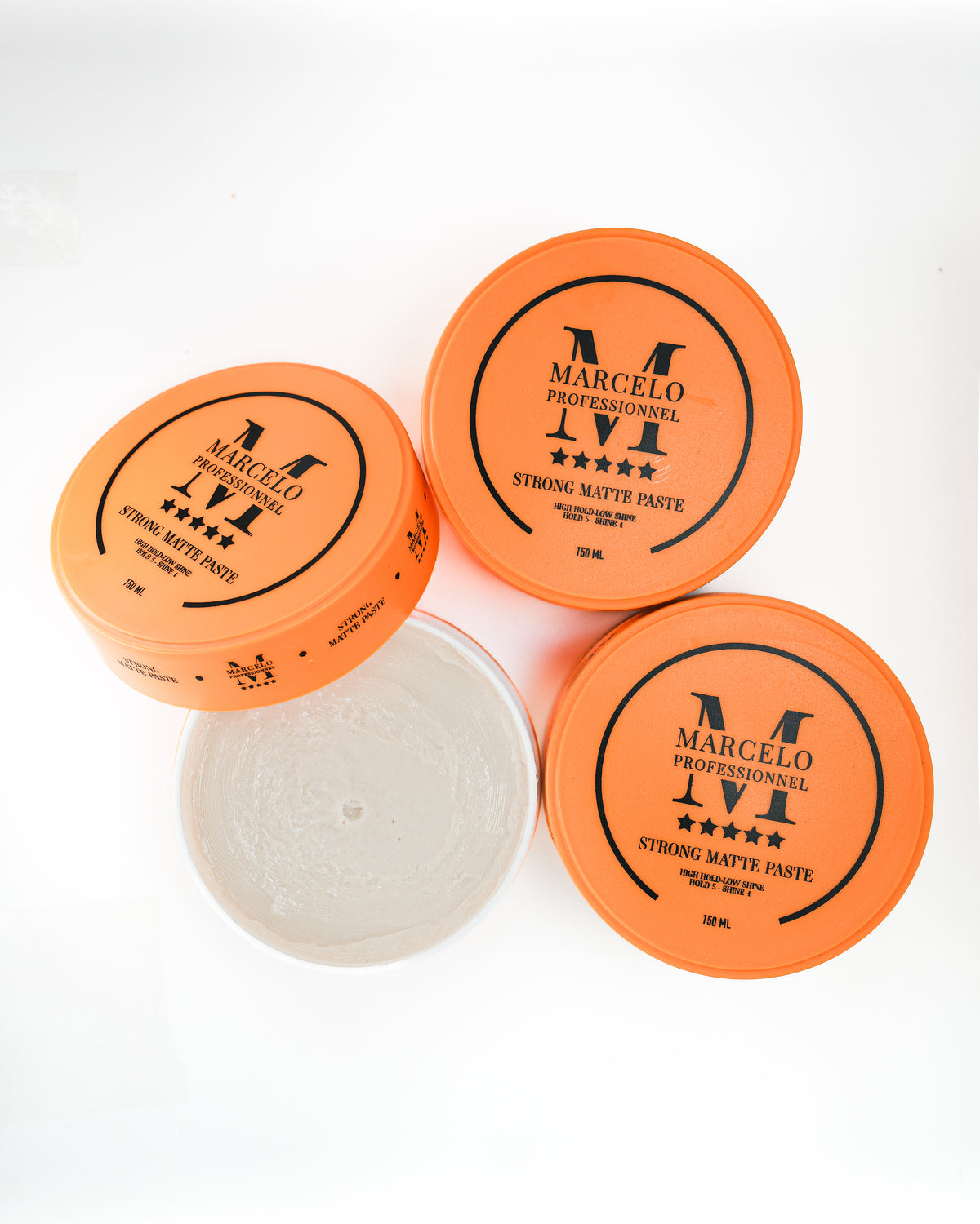3x MARCELO STORNG MATTE PASSTE 150 ML Ultra-Halt | Haarwachs für Männer und Frauen | Orange Duftend | Maximale Kontrolle