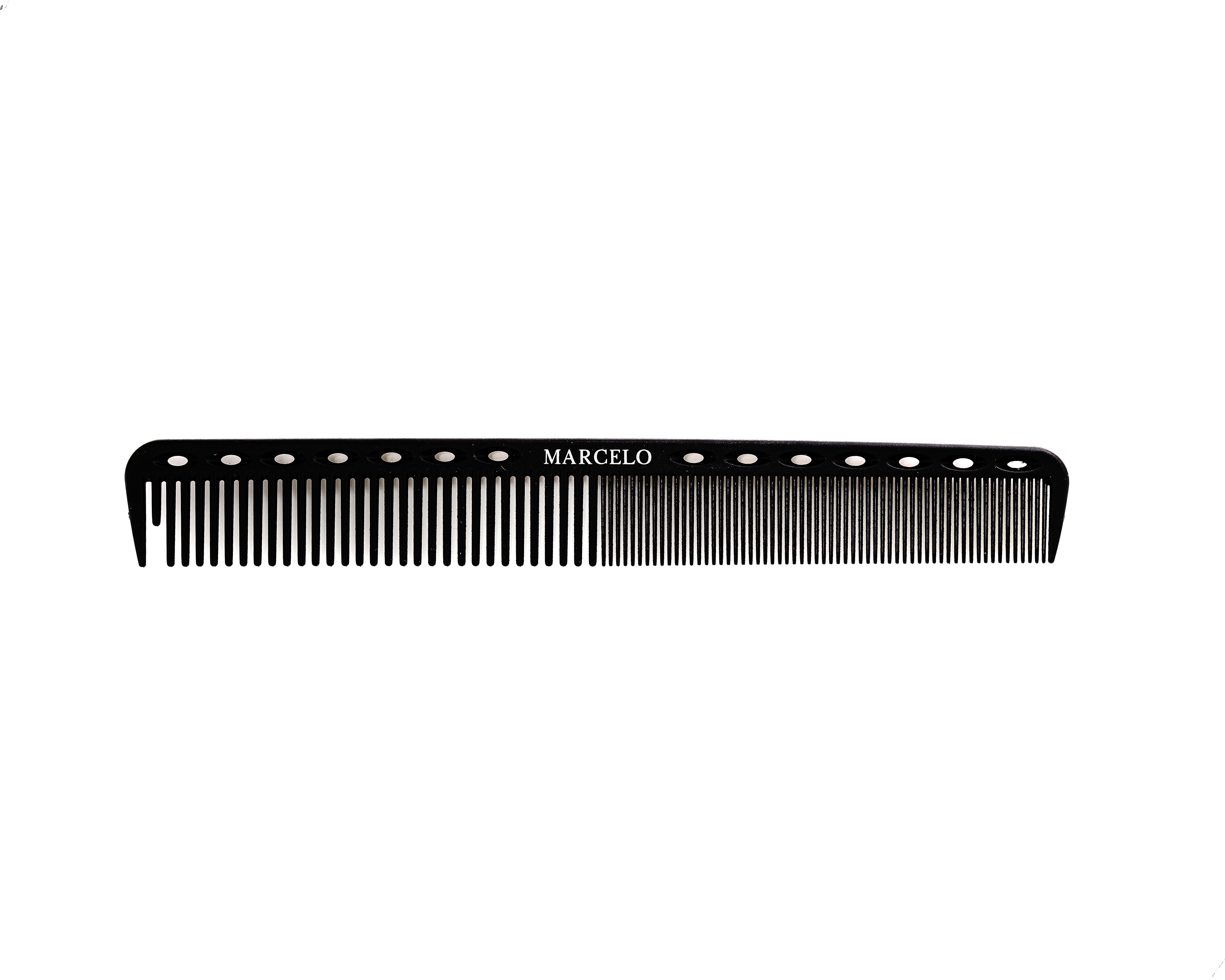 MARCELO  02  Carbon Kamm,(19cm ) Kompakter Karbonkamm, Grob fein 2 Zahnungen, Salon Friseur Haarpflege Werkzeuge für Männer und Frauen mit Verschiedenen Arten von Haaren