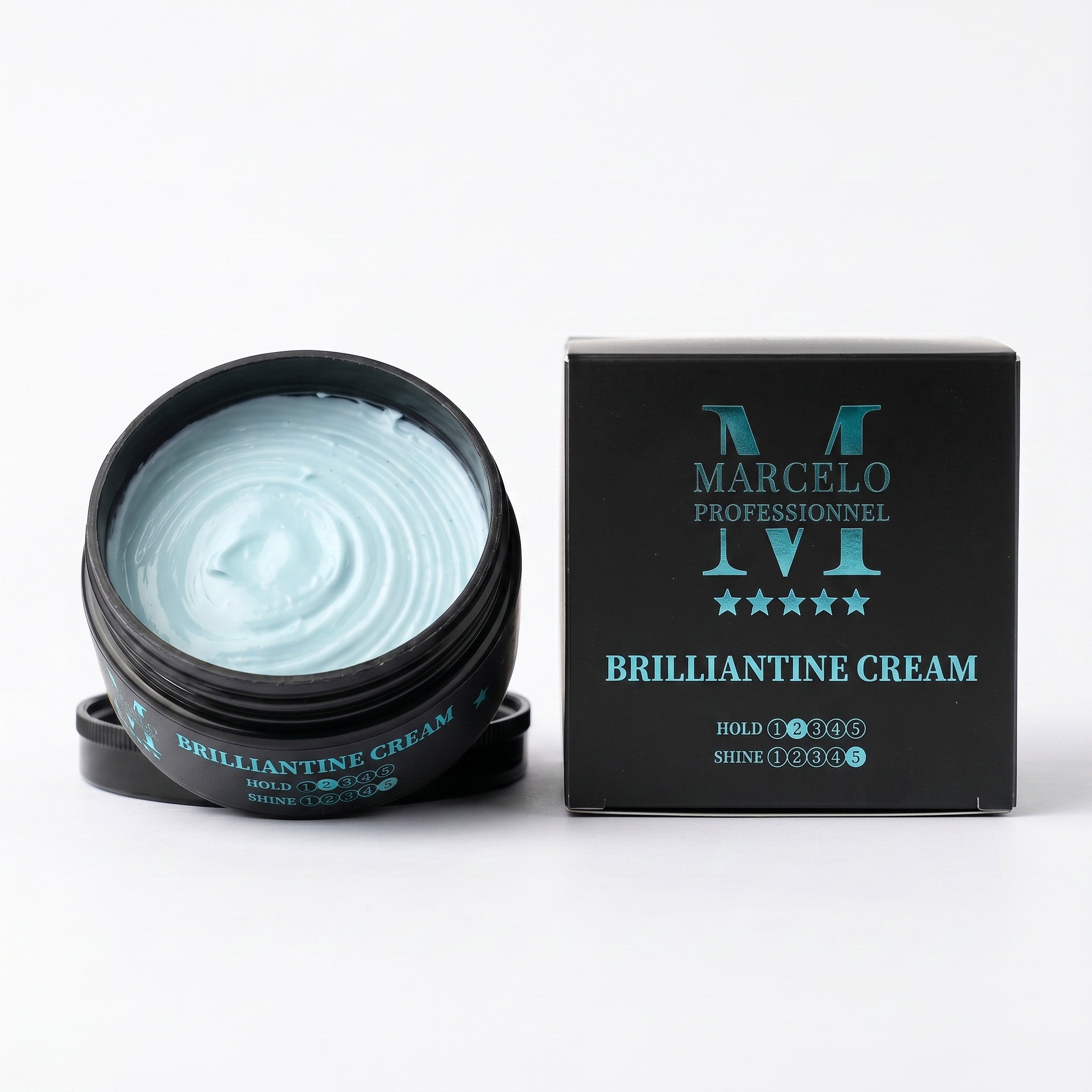 3xMarcelo BRILLIANTINE CREAM 150ml  perfekt vor locken und natürliche Styling,  flexibel Glanz und seidige Weichheit verleiht. Seine spezielle Formel nährt, befeuchtet das Haar und beugt Elektrisierung vor.