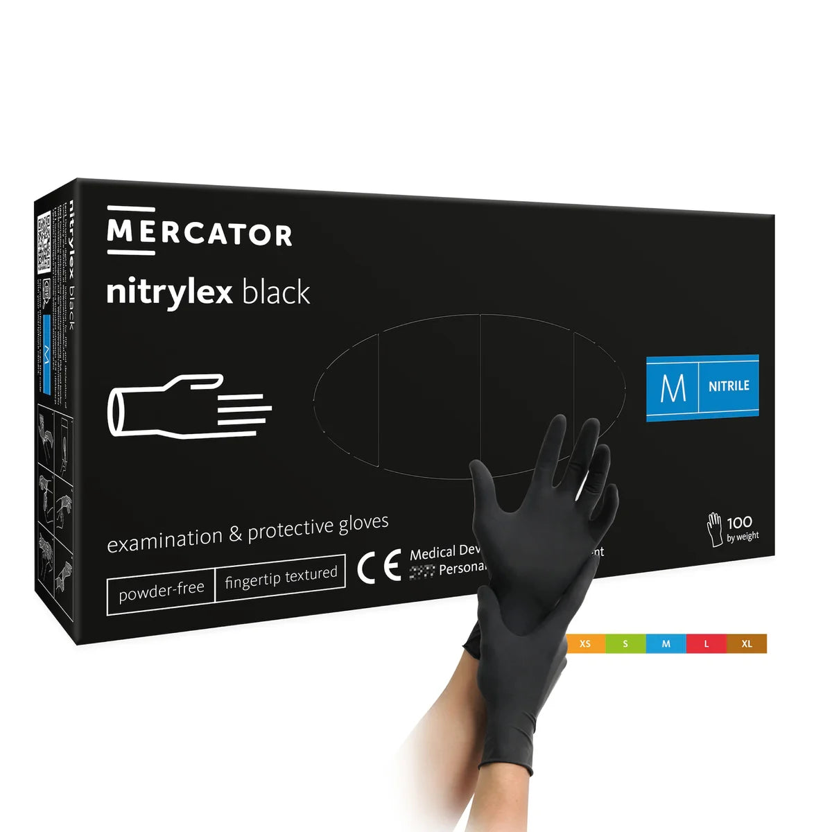 Mercator Nitrylex black-Nitril Premium Handschuh schwarz Einmalhandschuhe puderfrei, schwarz 100 Stück