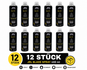 12x JRL 5-in-1 Cool Bladespray ist das Allround-Pflegespray für Profi-Clipper und -Trimmer — in einer einzigen Anwendung reinigt, kühlt, ölt, desinfiziert und schützt es die Klinge. 400 ml Inhalt reichen für hunderte Anwendungen.